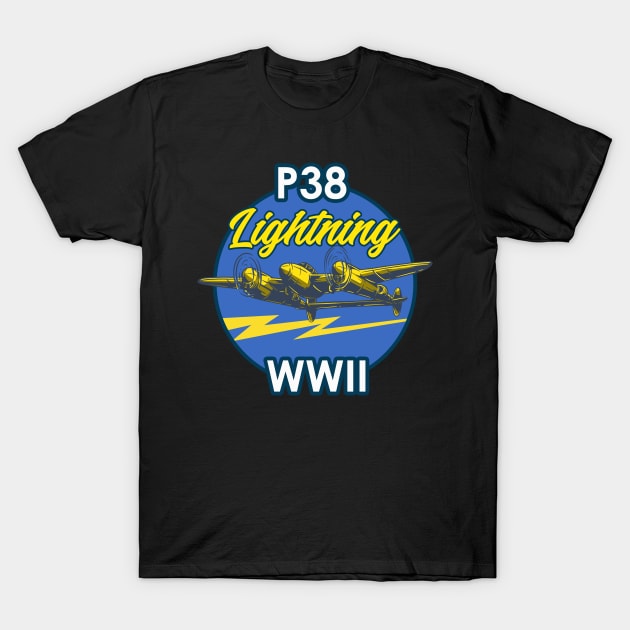 P-38 Lightning WWII Vintage Aircraft T-Shirt by Mandra